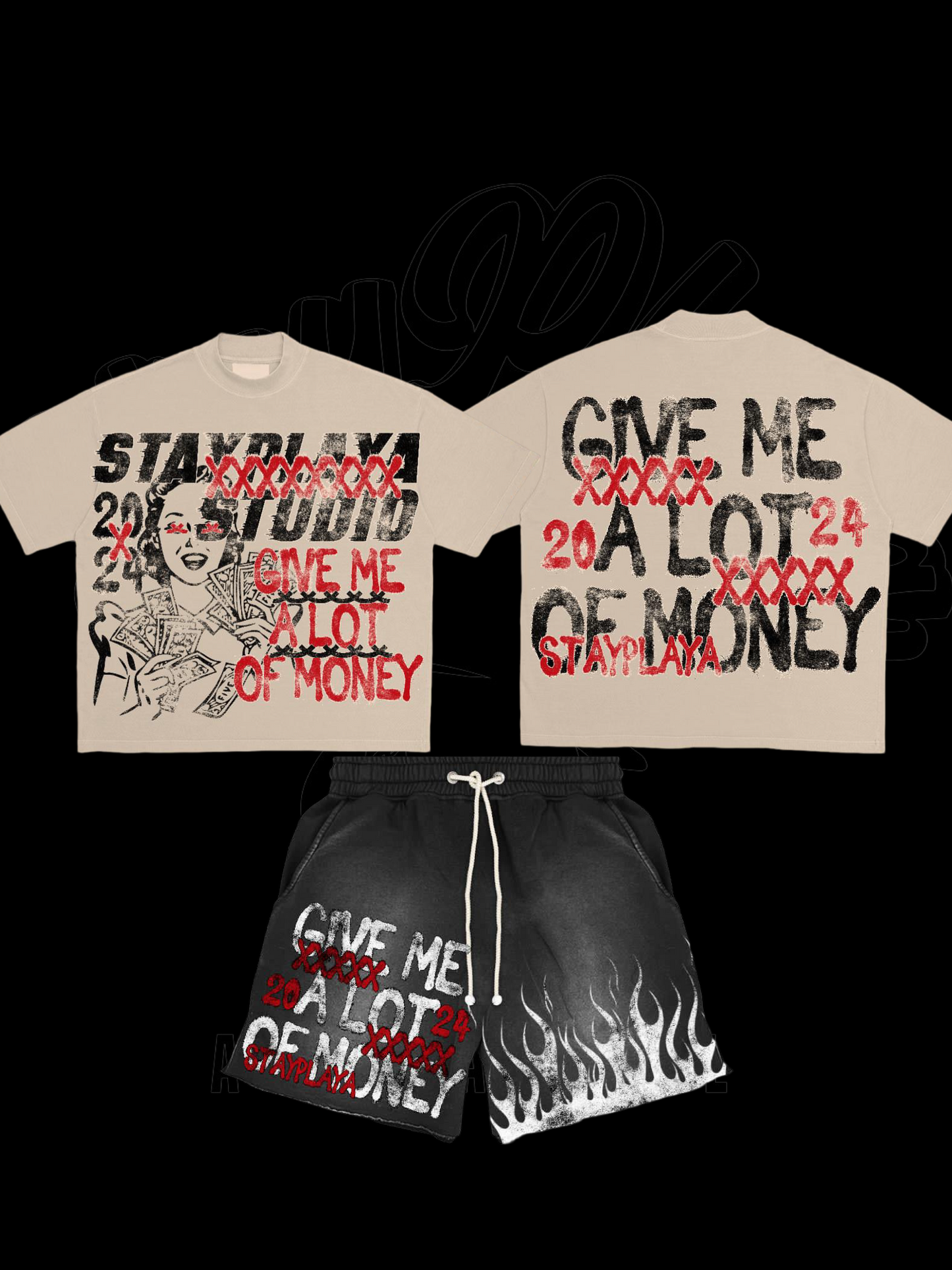 Give Me Money Graphic T-shirt/Shorts Set