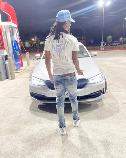 Always keep it Playa T-Shirt (White/Sky Blue)